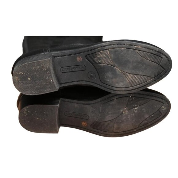 Liz Claiborne Tilia Black Mixed Suede and Leather Stacked Heel Riding Boots 7.5 - Picture 5 of 5